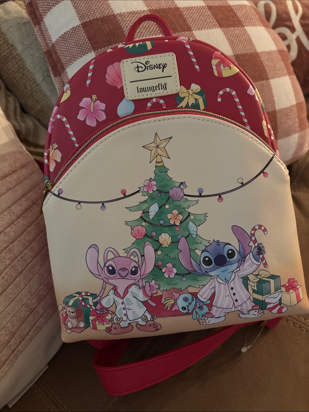 Disney Lilo & Stitch Holiday Kids Mini Backpack - Red/Cream